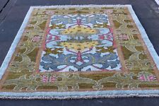 Vintage Traditional Hand Made Turkish Oushak Oriental Wool Blue Rug 206x150cm