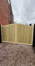 Tanalised Timber Sold Boarded Swan Neck  Driveway Gates 10ft Wide X 5ft High
