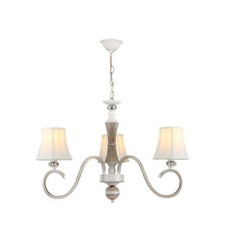 Off White Fabric Shaded Traditional Retro Classic Chandelier Ceiling LightTEKLED