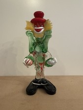 Vintage Murano Style Hand Blown Glass Clown Figurine 11 Inch Damaged Repaired