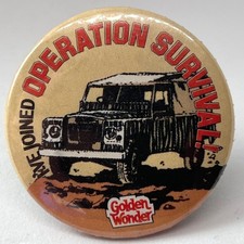 LANDROVER DEFENDER Golden Wonder Crisps Operation Survival Vintage Pin Badge