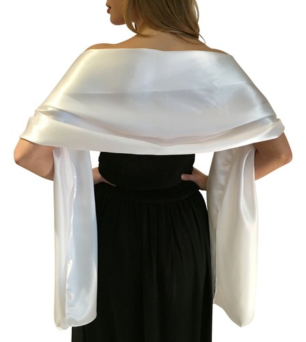 White satin shawl bridal - white,