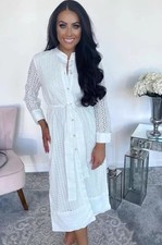 ZARA EMBROIDERED SHIRT DRESS WHITE MIDI NEW SS22 SIZE M REF. 3090/913