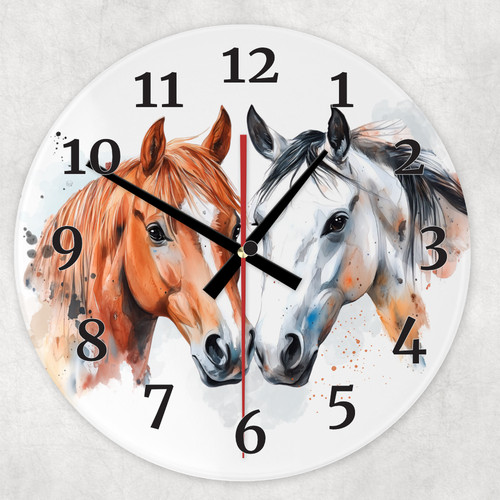 Horses wooden clock large - horses, clock.
