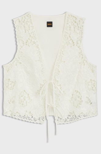 Embroided waistcoat with tie - waistcoat,
