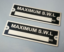 SWL SAFE WORKING LOAD PLATES X2 FOR RAMPS, TOWING DOLLEY A-FRAME,HOST, LIFT