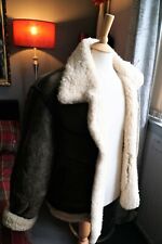 RARE Shearling Sheepskin Leather Flying Aviator Pilot Biker Jacket Australia 