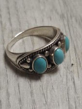 Antique Vintage Sterling Silver Gemstone Turquoise Ring
