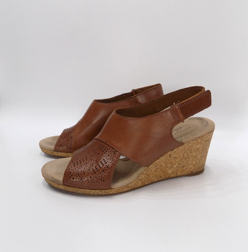 Clarks sandals wedge - wedge, brown