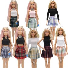 1/6 Doll Clothes Pleated Skirt Shirt Student Outfit Top Skirts Accessories 11.5"