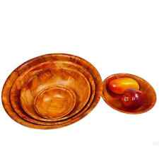 Wooden Salad Bowls Woven Wood Buffet Display Fruit Round Snack Dishes 6 8 10 12"