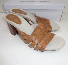 Gluv Ladies Leather Womens Wedged Mules Open Back Summer Shoes New UK Size 6