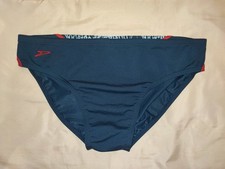 Speedo Endurance+ GB 40" Navy Blue Swimming Briefs Back Pattern Swim Trunks
