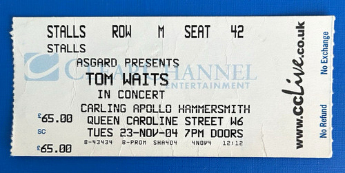 Tom waits rock concert - tom, ticket