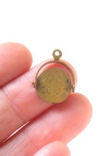 Vintage Brass Charm Spinner 'Good Luck' Pendant Old 