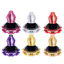 Kids Girls Sparkly Sequins Tutu Dress Halter Jazz Dance Leotard Dresses Costume