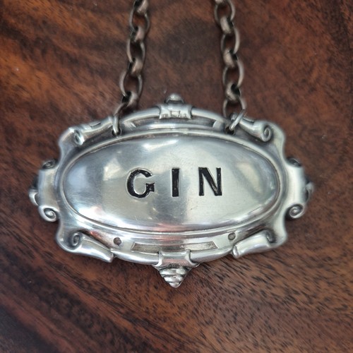 Antique gin decanter label - gin,