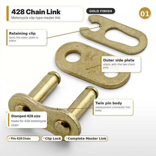 428 chain gold split link - chain,