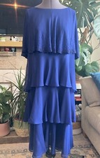 Lorcan Mullany x Jacques Vert Blue Sequin Dress Size 14 Occasion Ascot Races