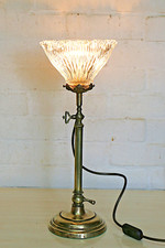 Antique Table Lamp Victorian Gas Lamp with a Period Holophane Lampshade Rewired