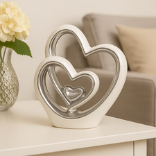 Modern White & Silver Heart
