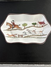 Rare Coalport Hunting Scene Pin Dish Bone China Vintage Collectable