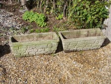 2 x 25.5" Large & Deep Concrete Garden Patio Plant Planter Trough Pot Container