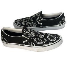Vans Classic Slip On Peace Paisley Bandana Black/White Unisex Sz 11.5 Mens
