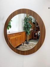 Vintage Mid-Century Teak Round Wall Mirror Retro 60's Danish Scandi MCM