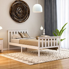 SALE Single Wood Bed 3ft Solid Pine White Modern Frame Bedroom Furniture