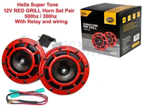 Hella super tone 12v red - red, grill