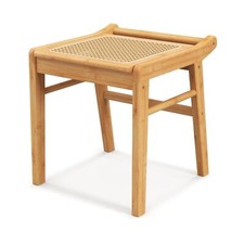 Bamboo Vanity Stool Rattan Top