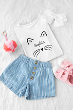 Girls Personalised Cat T-Shirt