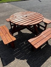 Outdoor Wooden 8 Seat Picnic Table Pub Garden Terrace Patio Decking