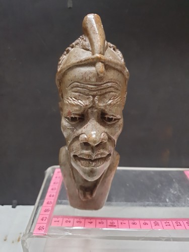 Carved stone african bust - carved,