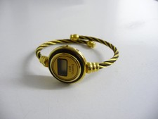 Vintage LCD digital screen ladies wrist watch; rope bangle style bracelet 1970's