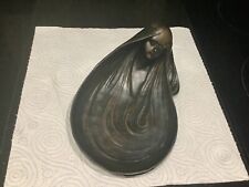 AN ANTIQUE GUSTAVE GURSCHNER ART NOUVEAU BRONZE ? OPHELIA PIN TRAY DISH SIGNED.