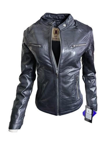 Women genuine leather biker - leather,