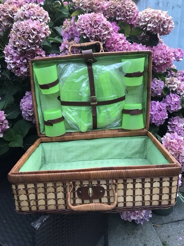 Vintage wicker picnic basket - vintage,