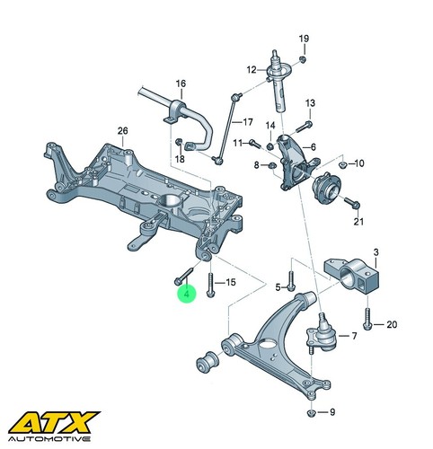 Front wishbone mounting - front,