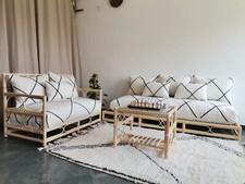 Moroccan Handmade Floor Couch - Unstuffed Cotton White Sofa covers + Pillow case