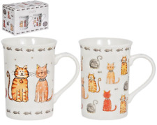 2 FINE CHINA CAT MUGS GIFT