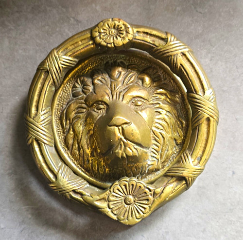 Brass lion head door knocker - lion,