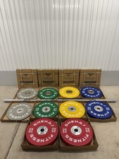 150KG + 7ft 20kg Barbell Set Premium Coloured Bumper Olympic Weight Plates Gym