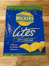 Vintage Walkers Crisp Packet (Empty) 1998 Lite Cheese and Onion