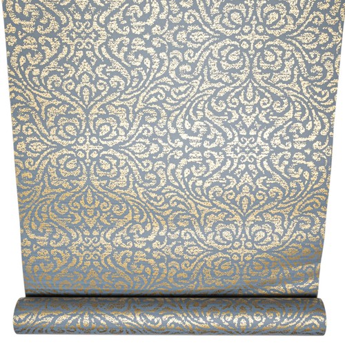 Blue floral damask - floral,
