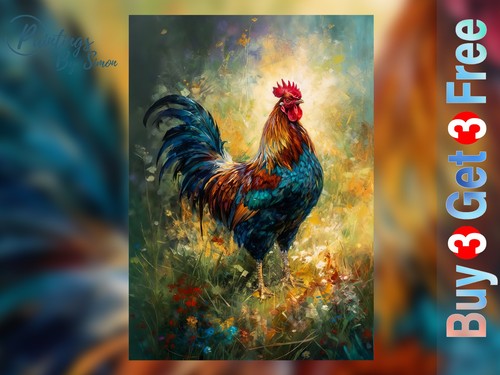 Rooster print on matte - rooster,