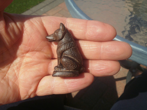 Carved wood netsuke wolf fox - wolf,,