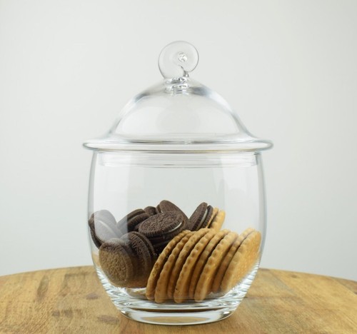 Handmade clear glass jar - clear,
