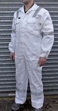 WHITE KLM PROBAN FLAME FIRE RETARDANT COTTON BOILERSUIT REFLECTIVE TAPE OVERALL